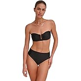 DKNY Womens Bikini Set ̶ U-Wire Bikini Top & Mid Rise Shirred Bottom with Tummy Control