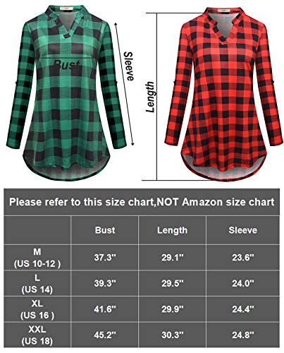 Luranee Fall Clothes for Women, Misses Tunic Tops for Leggings Half Sleeve Split V Neck Morden Slim Fit A Line Plaid Shirts Flattering Cute Ruched Blouse Soft Surrounding Warm Clothing Blue Medium