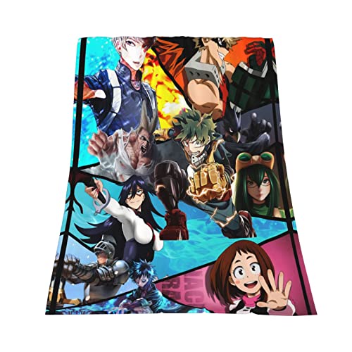 My Hero Academ Merch Anime Blanket Soft Flannel Throw Blankets Keychains Stickers Brooches Gift Sets,A Good Gifts for Kids Boys Birthday (5PC Merchs, 60in*80in)