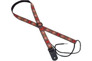 Legacystraps 1” Strap for A & F type Mandolin, Ukuleles and Guitars in Indian Design(Red) with 1 end tab