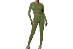 JBT Workout Set for Women Two Pieces with Long Sleeves and Long Pants High-Waisted Tight Yoga Pants