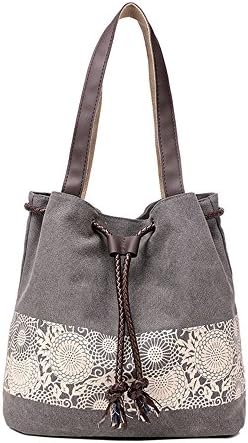 WongSinTong Women's Canvas Handbag Tote Shoulder Bag (Grey)