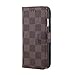 iPhone 7 Plus, Case Wallet Luxury Grid Checker Faux Leather Fashion Designer Magnet Flip Case Skin Cover Stand With Card holder(Brown)