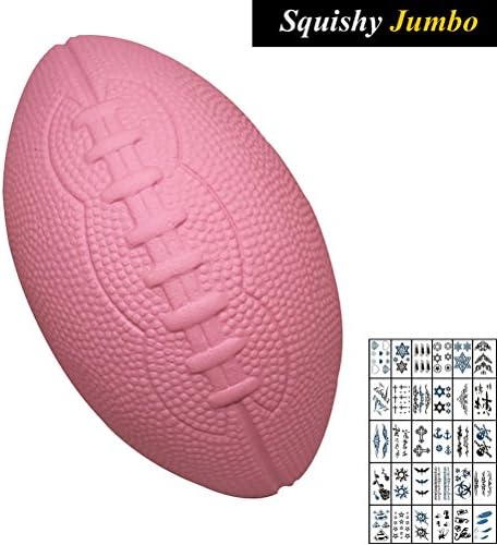 Large Jumbo Squishies Slow Rising Soft Rugby Football Squeeze Toy 15.5 CM/6.1 Inch Pink Cream Scented Simulation Charms Stress Reliever, with 1 pcs Tattoo Sticker As Gift
