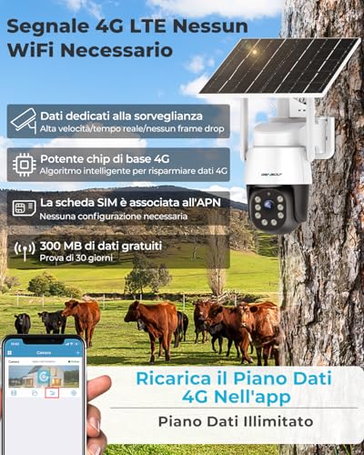 GENBOLT 4G AOV Solar Wireless Outdoor Security Camera to SIM Card, 7/24 3MP IP Camera Surveillance with 90 Feet AI Detection, CCTV Camera Battery 8W 10400mAh