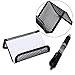 JPSOR 3 Packs Mesh Pencil Pen and Metal Business Card Holder, Black Business Card Pencil Pen Cup Paper Clip Organizer for Desk Office and School