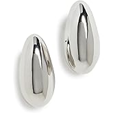 Kenneth Jay Lane Women's Silver Tapered Hoop Pierced Earrings, Polished Silver, One Size