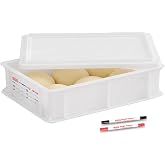 GATBO Pizza Dough Proofing Box with Lid, Commercial Food Grade Stackable Bread Proofing Container with Label Sticker & 2 Eras