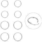 Set Of 3 Sterling Silver Small Endless Hoop Earrings - 10mm Thin Round Cartilage Hoops For Men & Women
