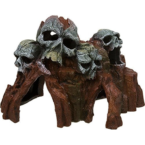 Exotic Environments Skull Mountain Aquarium Ornament, Medium, 9-Inch by 6-Inch by 6-Inch