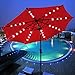 Yeshom 9' Outdoor Solar Powered LED Umbrella 8 Ribs w/32 Lights Patio Garden Market Umbrella Tilt and Crank UV30 Red