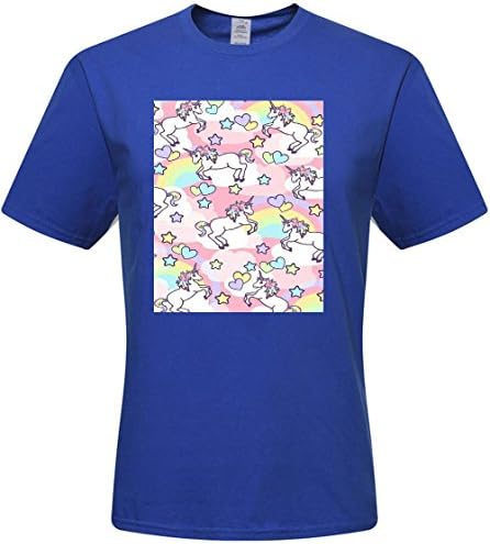 Custom Unicorn Rainbow Pattern Mens T-shrits,DIY MENS Cotton Crew Neck T-Shirt X-Large