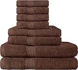 Premium 8 Piece Towel Set (Dark Brown); 2 Bath Towels, 2 Hand Towels and 4 Washcloths - Cotton - Machine Washable, Hotel Quality, Super Soft and Highly Absorbent by Utopia Towels ()
