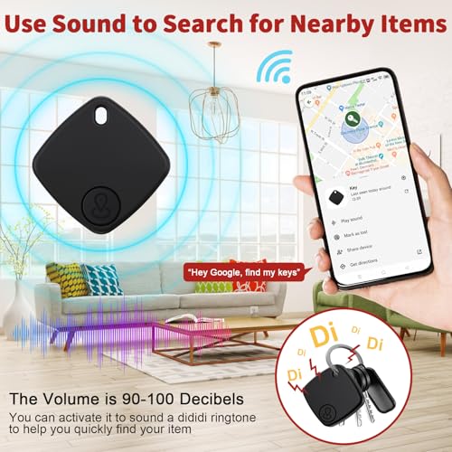 Set of 4 Android Air Tracker Smart Bluetooth Object Locator Tag Works with Google Locate App (Android Only), Android Smart Tag for Keys, Suitcase, Wallets (Black)
