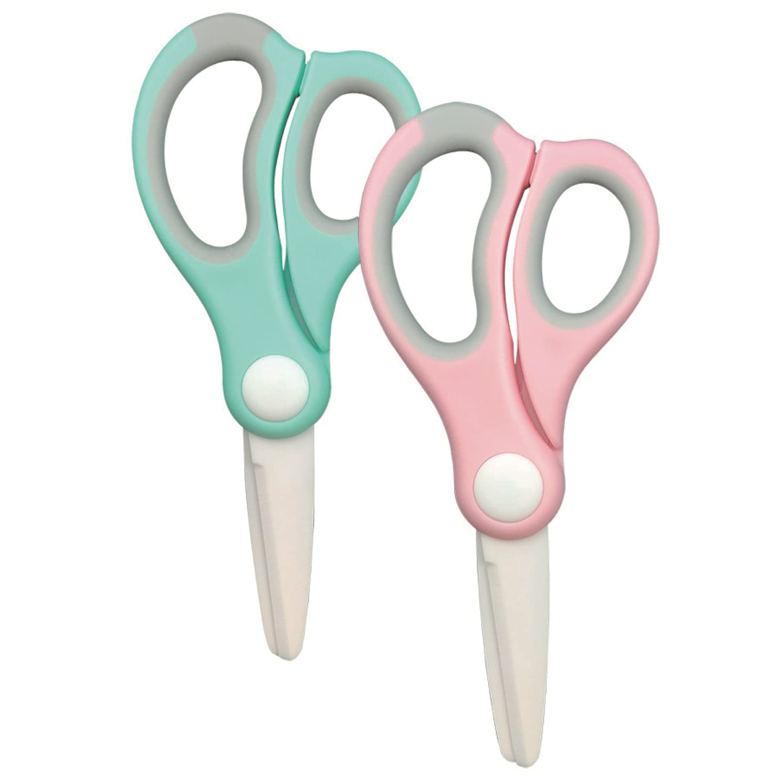 Photo 1 of Ceramic Scissors for Baby Food,Safety Healthy BPA Free and Portable Toddler Shears with Protective Blade Cover and Travel Case, 2 Pack(Pink and Green)
