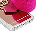 S7 Case,Galaxy S7 Case - Mavis's Diary 3D Handmade Bling Rose Gold Mirror Soft TPU Design Lovely Hot Pink Bow with Fluff Ball Shiny Crystal Diamonds Clear Cover for Samsung Galaxy S7 (2016)