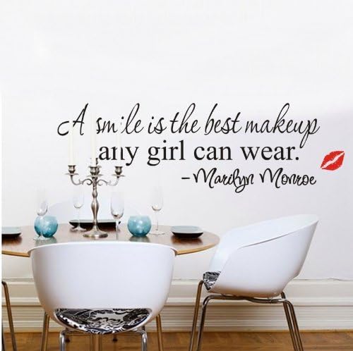 Decaltor A Smile is the Best Makeup Any Girl Can Wear Marilyn Monroe Wall Art Wall Saying Quote Art Decor