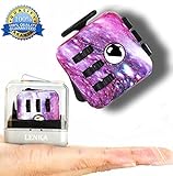 Fidget Toy Cube Purple Camo Relieves Anxiety and Stress for Kids and Adults - Comes with Case