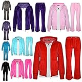 NEW KIDS GIRLS TRACKSUIT VELOUR PLAIN HOODIE BOTTOM JOG SUIT JOGGERS 7-13 YEARS