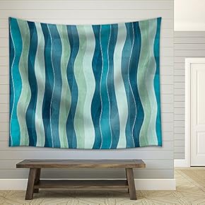 Vector - Abstract Wave Seamless Pattern with Grunge Effect - Fabric Wall Tapestry Home Decor - 51x60 inches