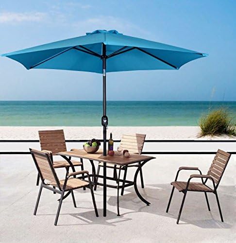 8ft Aluminum Outdoor Beach Patio Umbrella Crank Tilt Sunshade Cover Market Blue