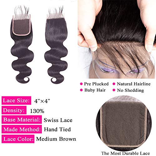 VRVOGUE-Brazilian-Body-Wave-20-22-24-Human-Hair-Bundle-with-18-Clsoure-Lace-4x4-Free-Part-Natural-Black-330gLot-130-Density-100-Unprocessed-Brazilian-Virgin-Human-Weave-Hair-Bundles