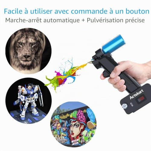 Actekart Airbrush Paint Kit No Cleaning with Disposable Nozzle (50pcs x 0.2mm & 100pcs x 0.3mm & 100pcs x 0.5mm Disposable Nozzles), Rechargeable, Portable, Cordless