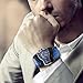 Jewelrywe Military Mens Watch Dual Quartz Blue Leather Wristwatch for Fathers Day Gifts