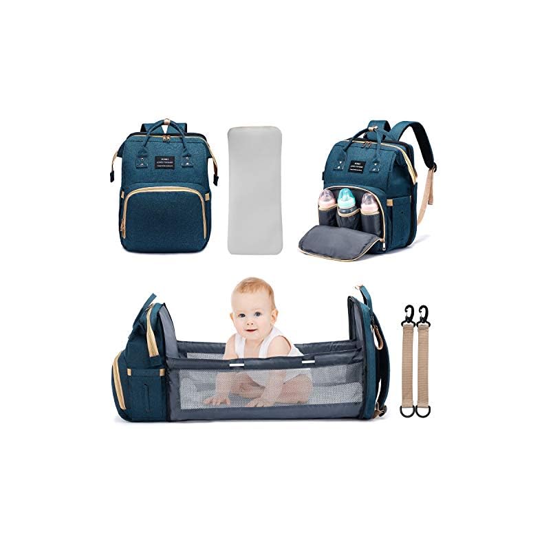 3 in 1 Diaper Bag Backpack with Changing Station, Waterproof Diaper Bag for Baby Boys Girls, Portable Mom Travel Gear…