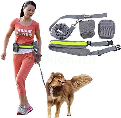 Dog Running Leash,Hands Free Dog Leash Reflective Stitching,Adjustable Waist Belt Dog Training No Pull Dog Leash with Accessory Pouch （ With a Gift）