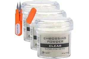 Clear Embossing Powder Ink, .56 oz, Bundle with Westlake Art Embroidery Scissors, Heat-Activated Craft Powder for Paper, Cardstock, Vellum, Crystal-Clear Finish, Embossing Ink - [Pack of 3]