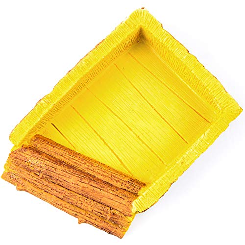 Aqua KT Reptile Ramp Rock Food Bowl Water Dish with Sturdy Base for Amphibian Feeding