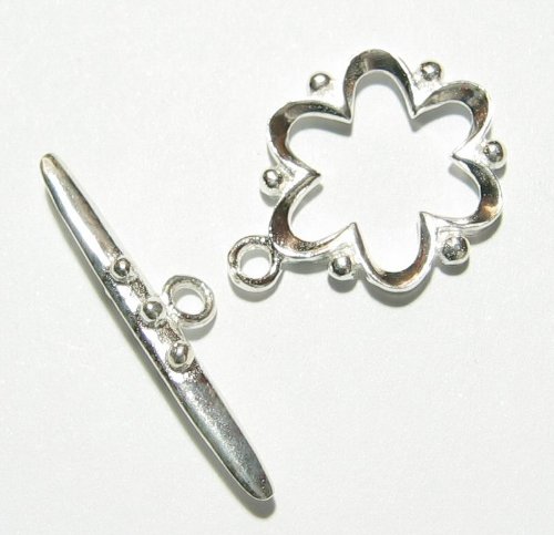 1 set .925 Sterling Silver Galaxy Star Flower Toggle Clasp 15mm/Findings/Bright