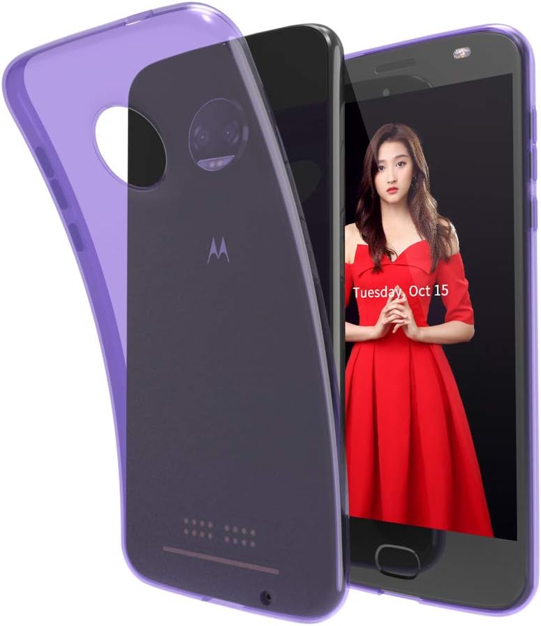 EGALO Moto Z2 Force Case, Soft Skin [Slim Thin] Silicone Flexible TPU Lightweight Shock Absorption Anti-Scratch Protective Case Cover for Motorola Z2 Force (Crystal-Purple)