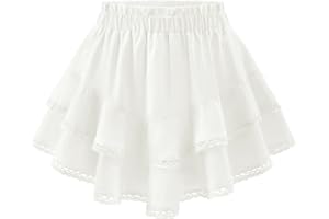 Timormode Flowy Shorts for Women Boho Ruffle Skorts High Waist Casual Tiered Mini Skirt Lace Summer Golf Tennis Skorts