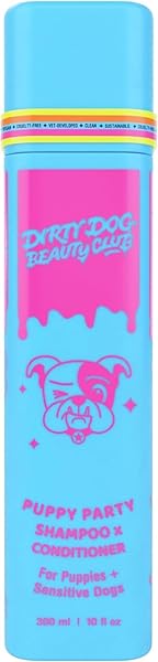 DIRTY DOG BEAUTY CLUB – PUPPY PARTY SHAMPOO & CONDITIONER FOR PETS – GENTLE FORMULA, ORGANIC ESSENTIAL OILS, VET & SCIENTIST FORMULATED, VEGAN, PARABEN FREE, HYPOALLERGENIC -300 ML (10 OZ), UNSCENTED