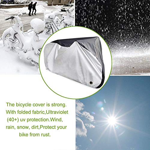 Mr.You Bike Cover 190T Heavy Duty - Bicycle Cover Waterproof Outdoor - Suits Mountain Road, Electric and Cruiser Bikes - Royal Blue & Silver