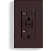 ELEGRP GFCI Outlet 20 Amp, Self-Test GFI Electrical Outlet with Thinner Design, TR Tamper Resistant GFCI Receptacle, Ground Fault Circuit Interrupters with Wall Plate, UL Listed, Brown, 1 Pack