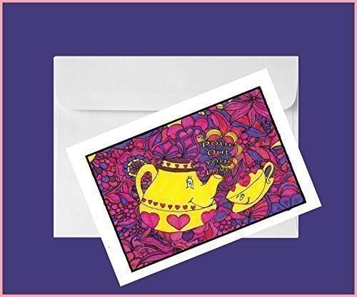 Valentines Day Oversize Coloring Cards and Envelopes- Set of 12-6 Designs with Cute Sayings