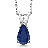 Gem Stone King 14K White Gold Teardrop Pendant Necklace for Women | 7X5MM Pear Gemstone Birthstone and Diamond Accent | 18 Inch Chain | Jewelry Gift for Her Mom Wife
