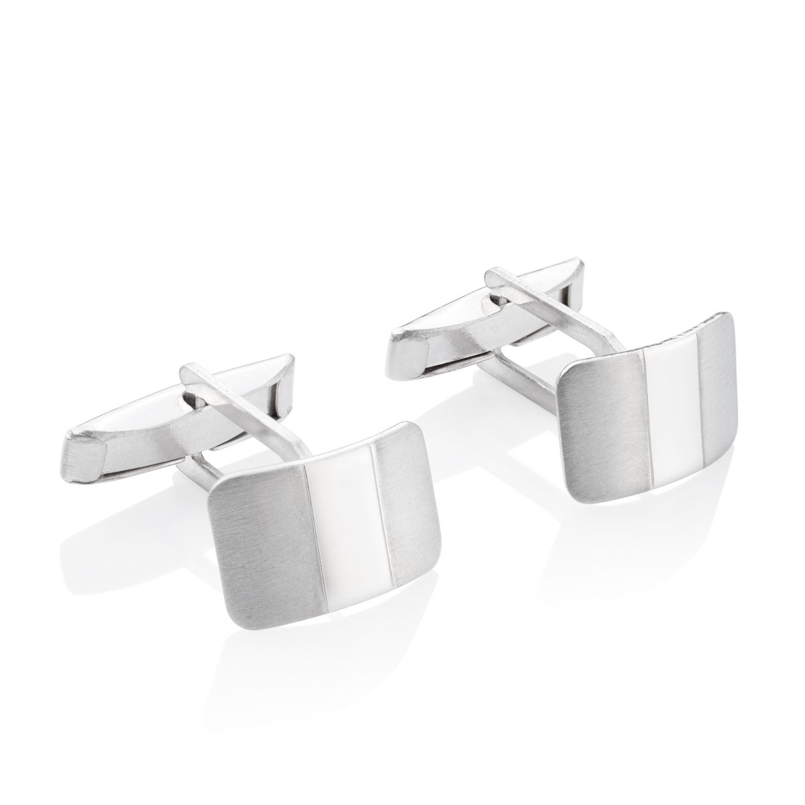 Mens Silver Cufflinks With Brushed And Polished Stripe In 925 Sterling Silver