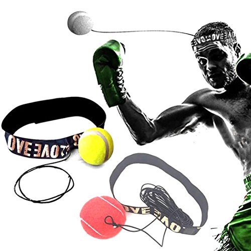 Boxing Reflex Speed Training Ball, VESNIBA Fight Ball With Head Band For Reflex Speed Training Boxing Boxing Punch Exercise (Yellow)