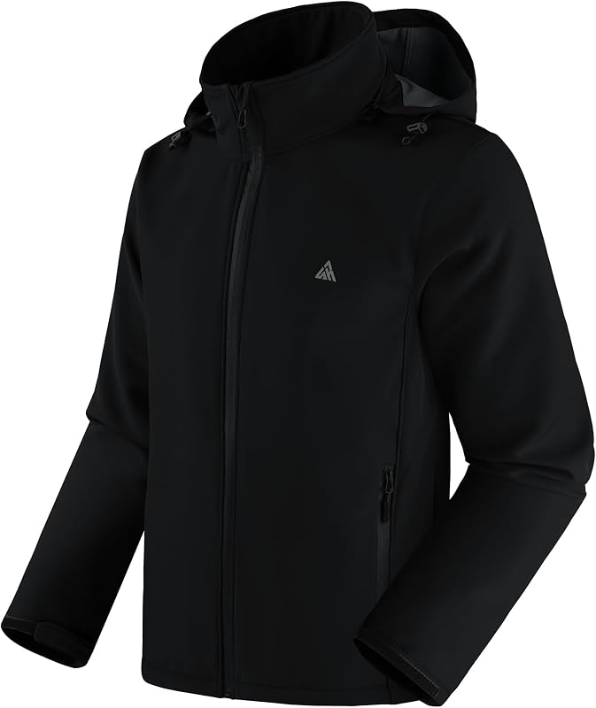 Veste Softshell Hommes Imperméable Coupe-vent Veste Hiver Manteau Doublée Polaire à Capuche Outdoor Blouson Mi Saison pour Randonnée Camping Travail Pêche Noir XL — photo 1 sur 6