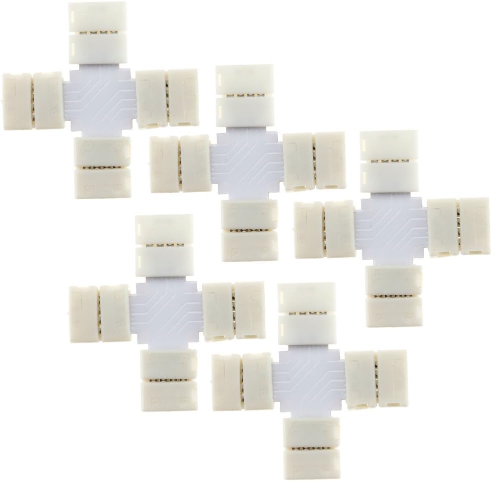 No Soldering 5 x LED Strip Connectors 4 Pins X Shape RGB Adaptor 5050 10mm