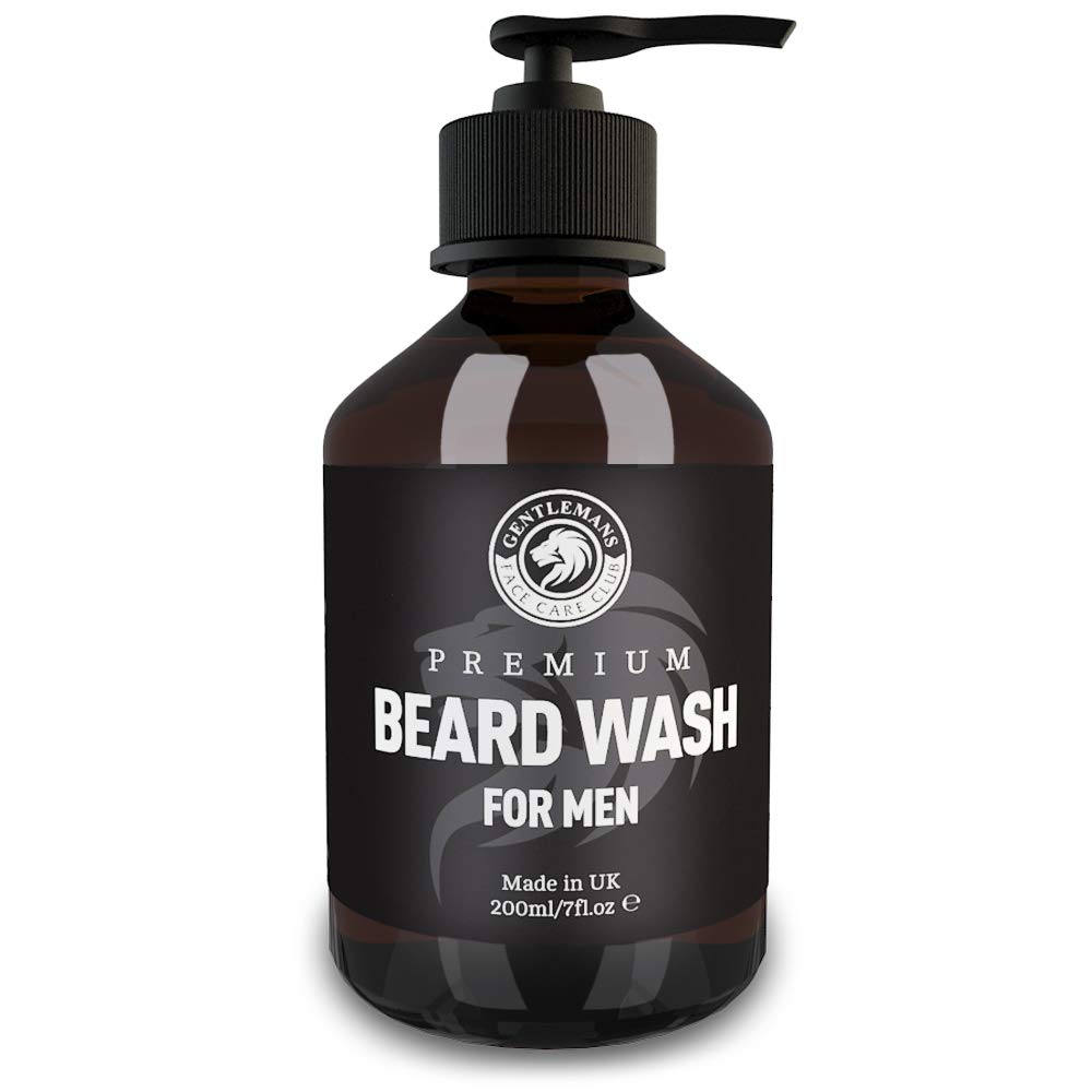 Gentlemans Face Care Club Beard Shampoo - Vegan Friendly Beard Wash & Conditioner For Men - Gently Nourish + Boost Growth With 200ml Organic Beard Softener For Men