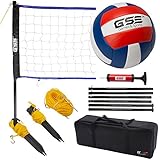 GSE Games & Sports Expert Portable Volleyball Set. Including Volleyball Net System and Volleyball with Pump (Recreational)