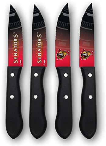 sportsvault NHL Ottawa Senators Steak Knives (Set of 4), Red, 9.75"