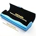 Aluminum Eyeglasses Case,EZESO Hard Shell Matte Elegant Frosted Slim Light Metal Spectacles Box For Small Frames (Blue)