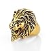 COPAUL Jewelry Punk Rock Men's Stainless Steel Rings, Lion Style,Gold Color,Size10
