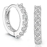 Creazy Women's 925 Sterling Silver Rhinestones Hoop Diamond Stud Earrings